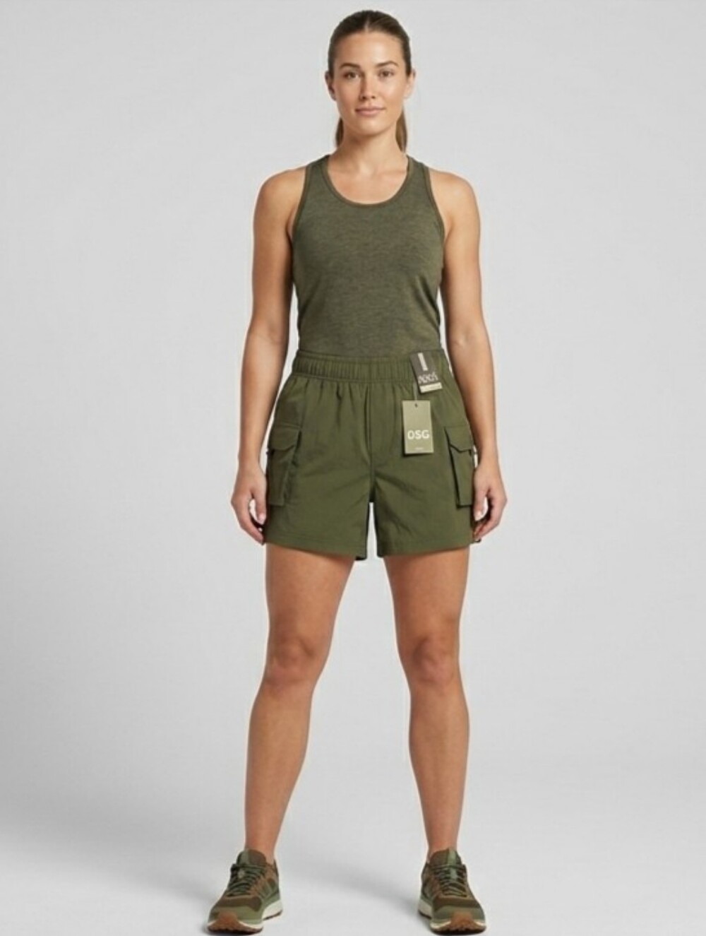 Dick's Sporting Goods (DSG Women's Cargo Woven Shorts Olive High Rise Size Large